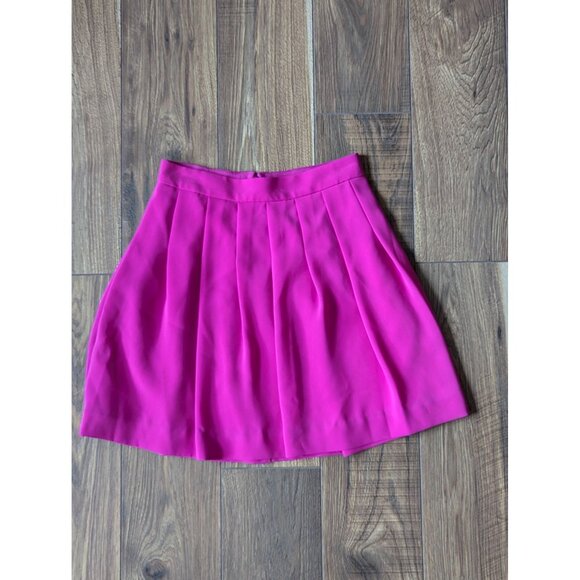 J.Crew Womens Bright Pink Mini Skirt Size 00 100% Polyester Pleated Design Dry C - Picture 1 of 5